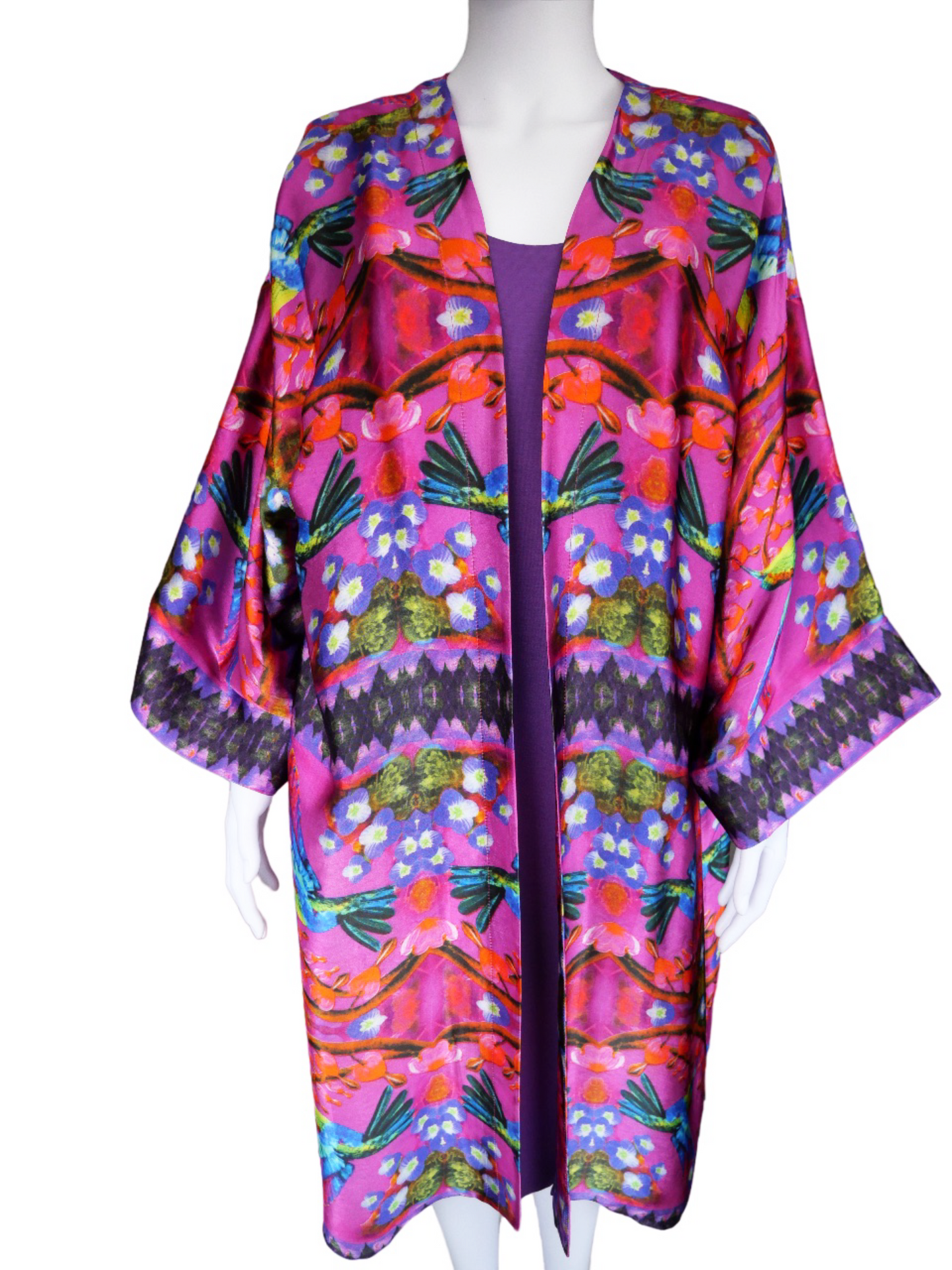 Bleeding Heart Pink Silk Kimono