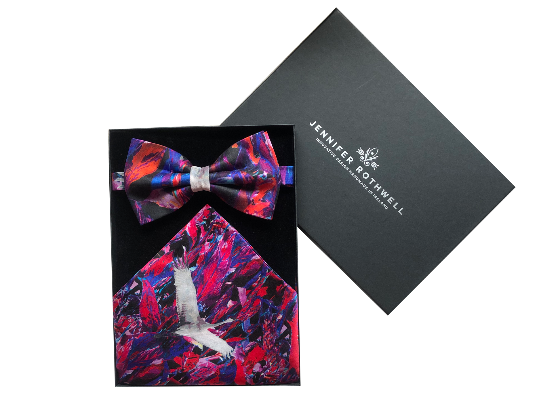 Red Crane Bow Tie and Pocket Square
