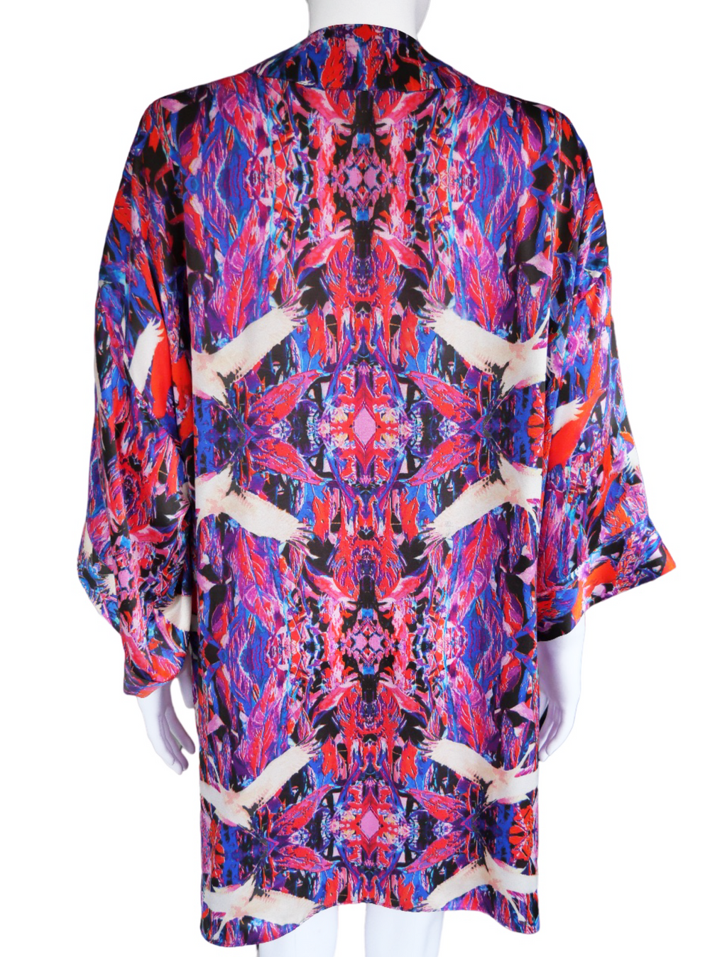 Red Crane Silk Kimono