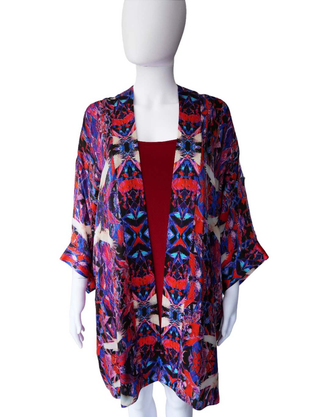 Red Crane Silk Kimono