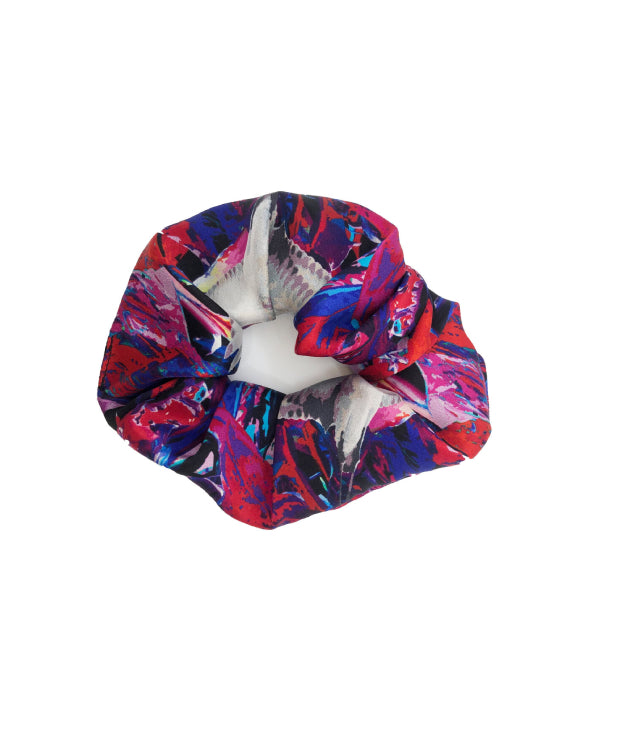 Red Crane Silk Scrunchie