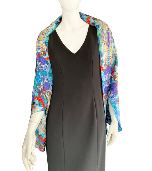 2 Ladies Figurative 100% Silk Kimono Bolero