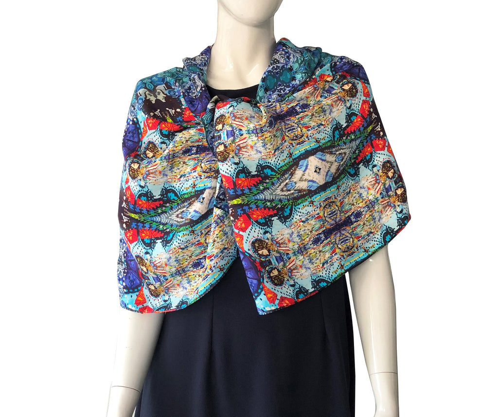 2 Ladies Figurative Design Medium Scarf 54CM X 145CM