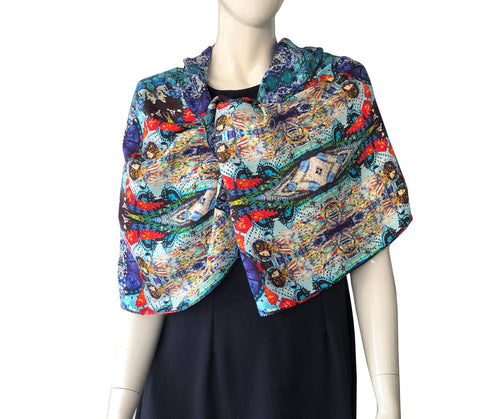 2 Ladies Figurative Design Medium Scarf 54CM X 145CM