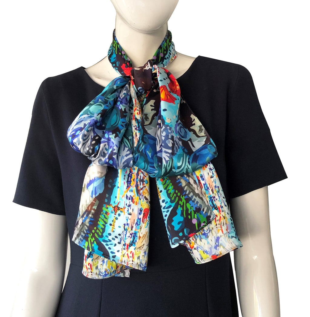 2 Ladies Figurative Design Medium Scarf 54CM X 145CM