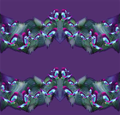 Hummingbird Bow Tie and Pocket Square (blue/ purple)