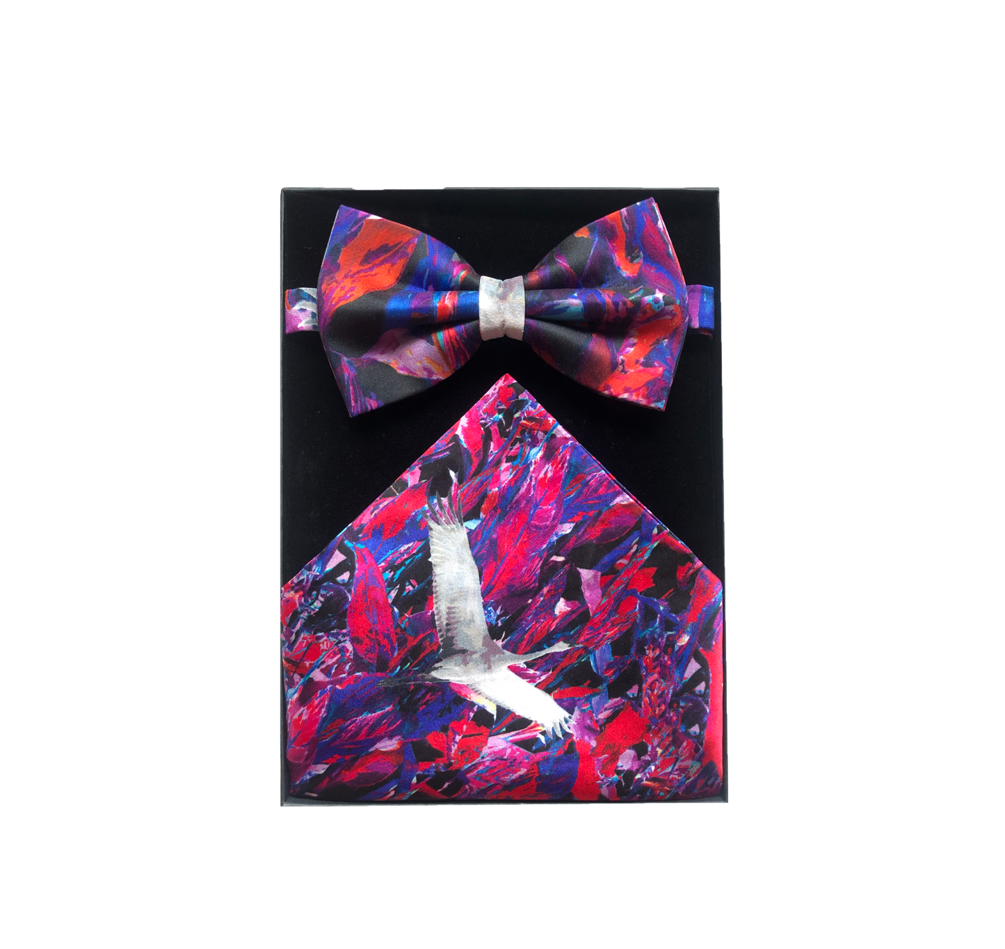 Red Crane Bow Tie and Pocket Square