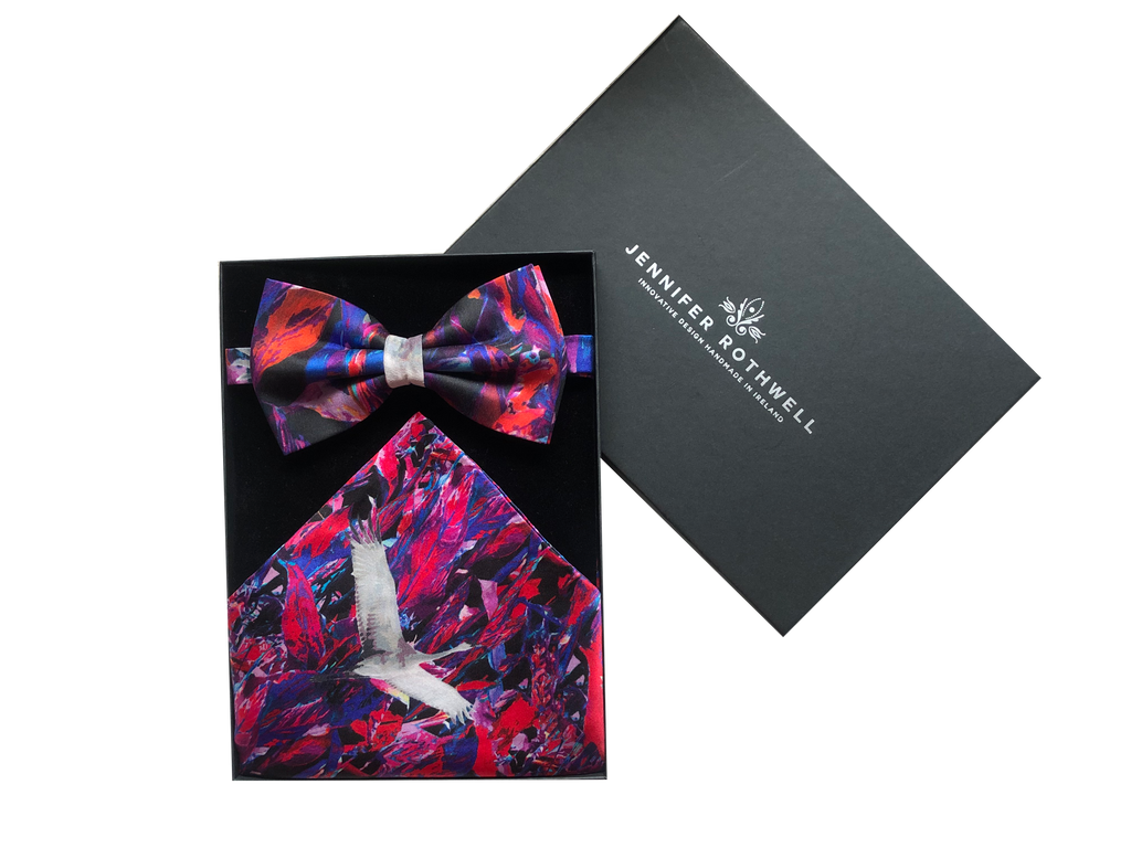Red Crane Bow Tie and Pocket Square
