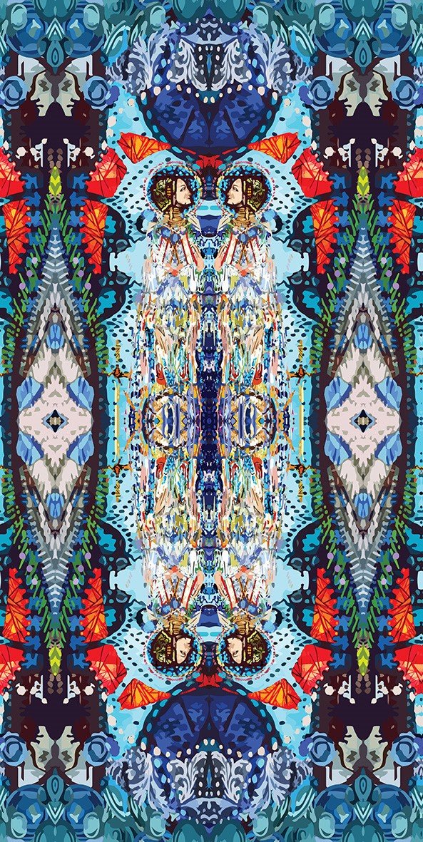 2 Ladies Figurative Design Medium Scarf 54CM X 145CM