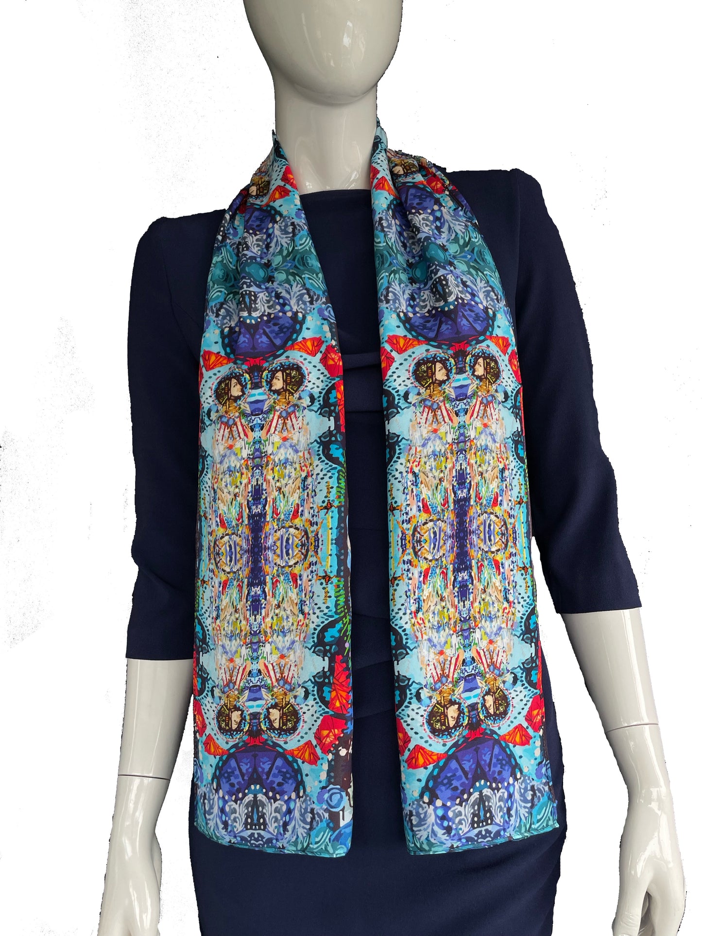 2 Ladies Figurative Design Medium Scarf 54CM X 145CM